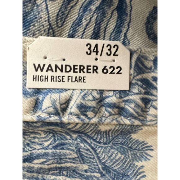 Free People Wrangler Wanderer FLARE JEAN IN SAILING SEVEN SEAS IN Nautical - Picture 12 of 12